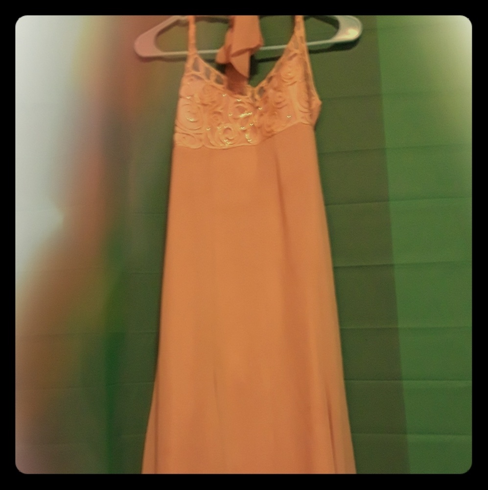 A Peach color chiffon  Dress